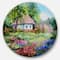 Designart - House in the Village Oil Painting' Landscape Circle Metal Wall Art